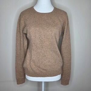 Charter Club Luxury 100% Cashmere Tan Crewneck Sweater Minimalist Classic Size M